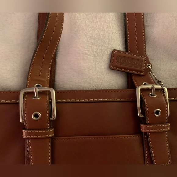 Coach Hampton Vintage Cognac Smooth Leather Tote Shoulder Bag - Picture 12 of 16